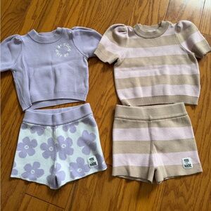 Lot of 2 Grayson Mini Cute Kids' Knitwear Set in Purple and Beige 2T Thick